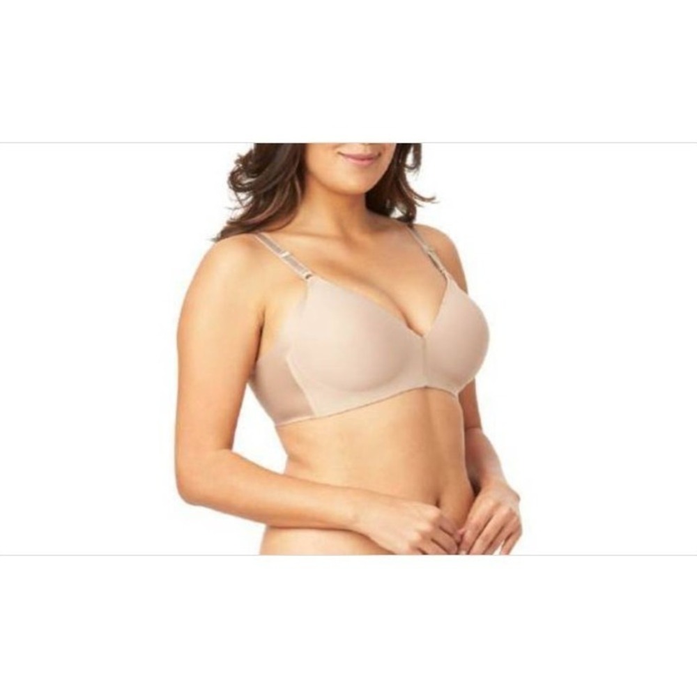 Warners Bra Womens 38D Beige Full Figure Underarm Smoothing Wireless Adjustable